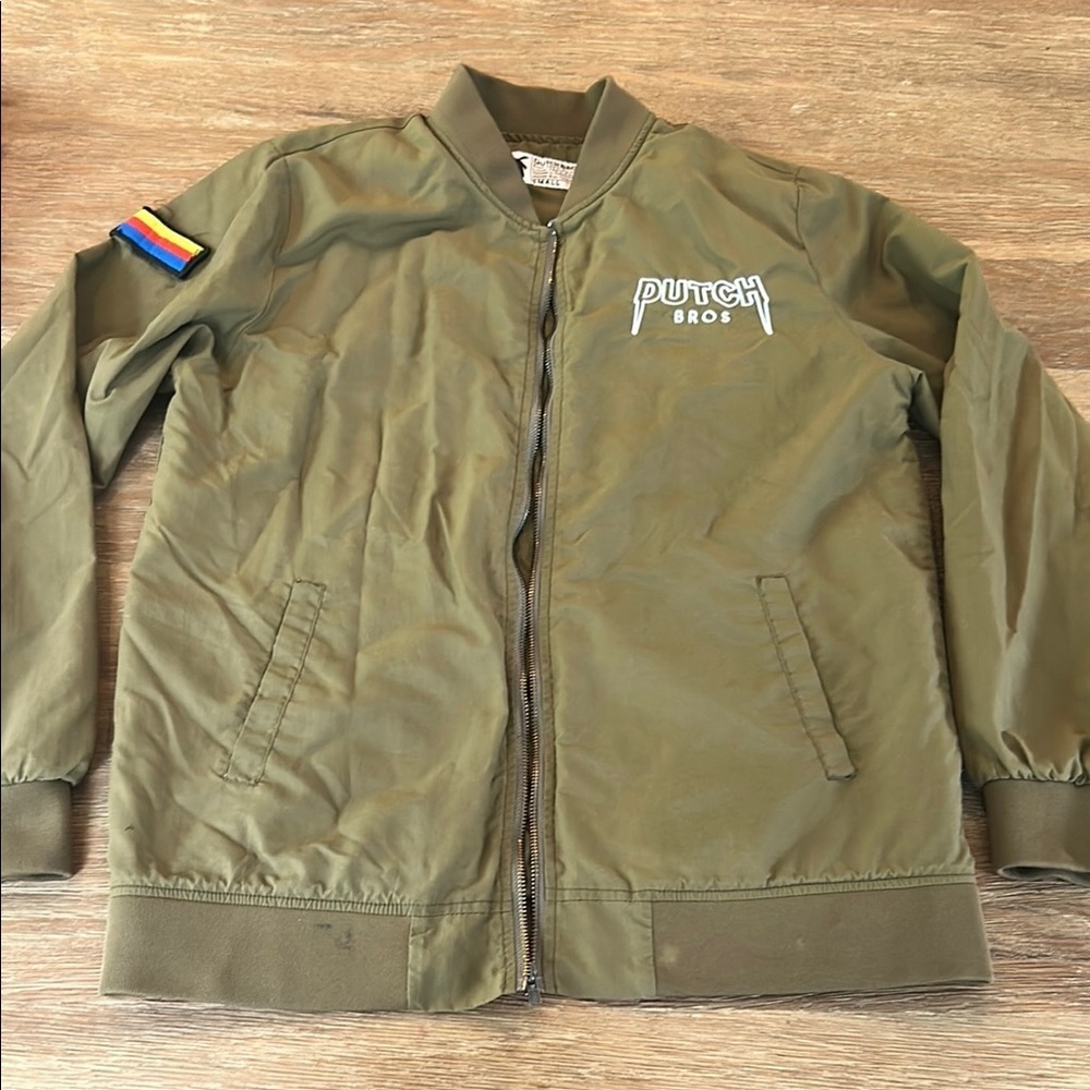 ✌️Dutch Bros Olive Green Bomber Jacket